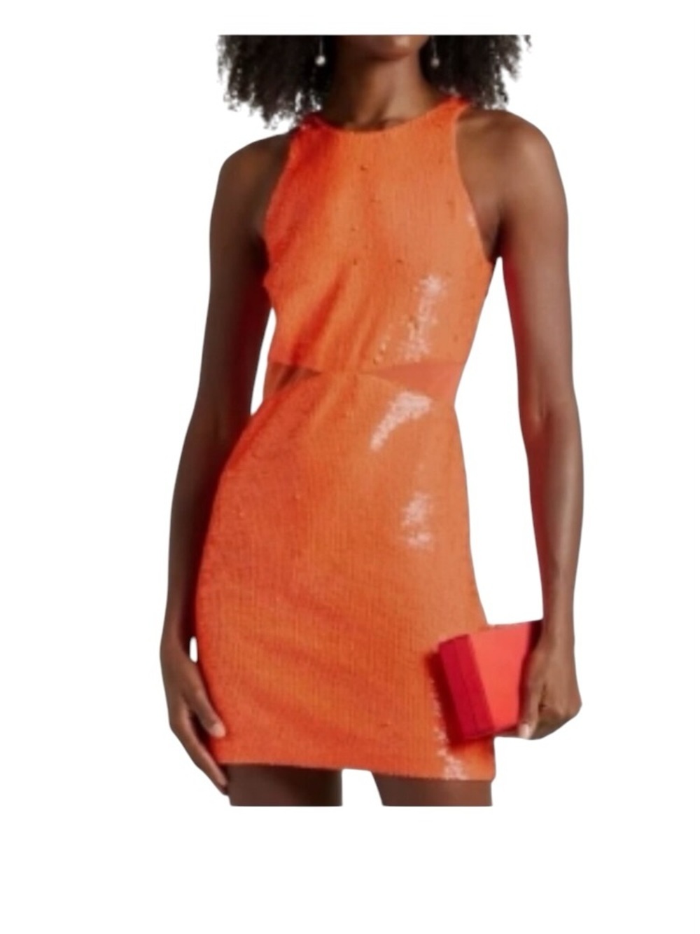 Alice + Olivia Women’s Orange Sequin Sleeveless Mini Dress New size 4 gorgeous